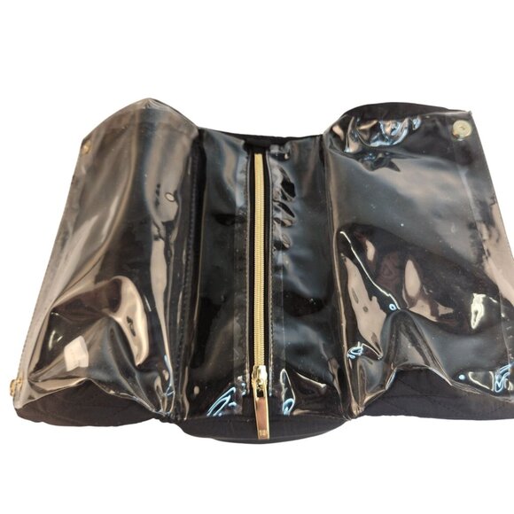 Taylor Brooke New York Quilted Black Makeup Bag With Dual Top Zippers & Compartm - Picture 2 of 9